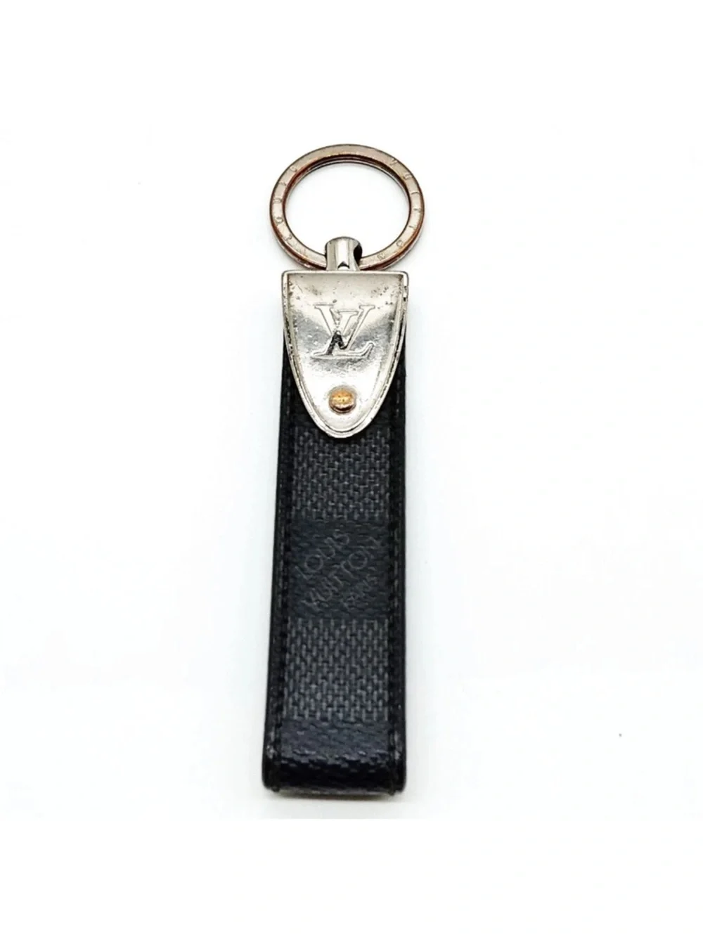 Louis Vuitton Damier Graphite Black Leather & Silver-Tone Keychain